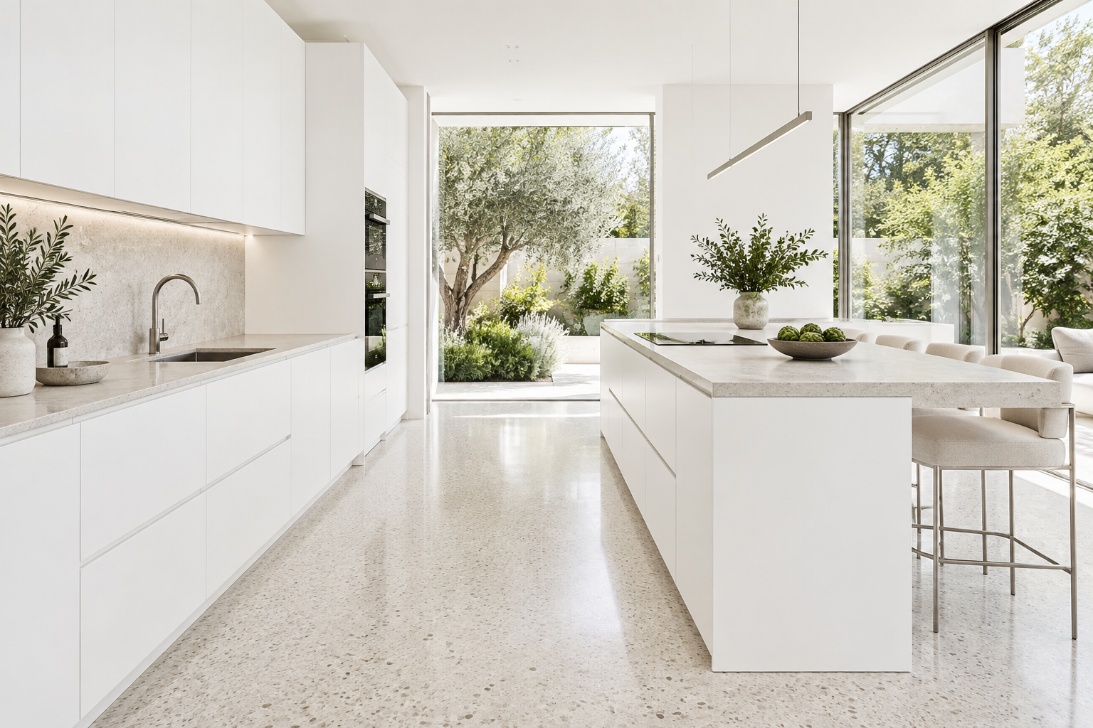 Kitchen design visualization with Chimera White HK2000 cabinetry