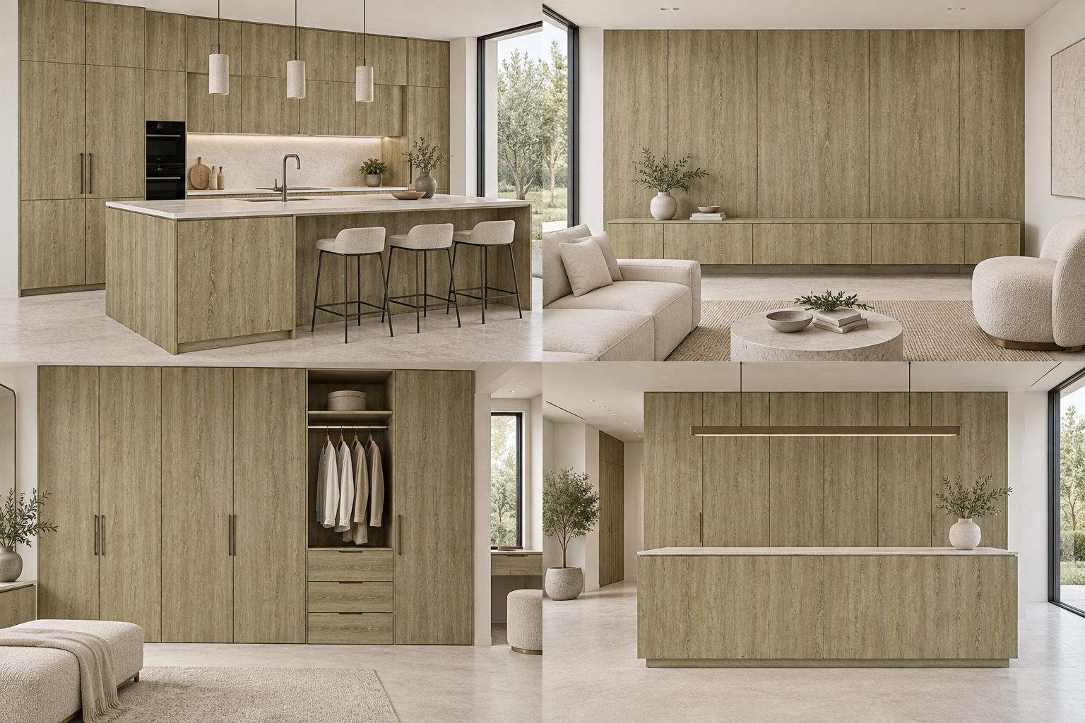 Kitchen design visualization with Green Hamilton Oak 602H1 cabinetry